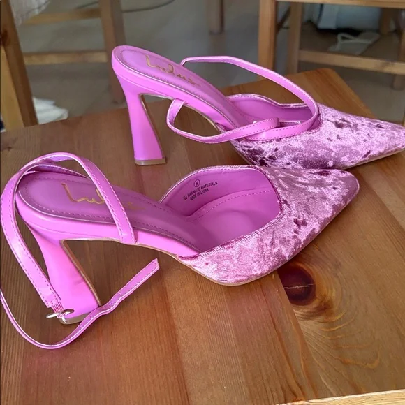 Lulus Jannice Mauve Crushed Velvet Ankle Wrap Heels Pink - Size 8 - Picture 5 of 5